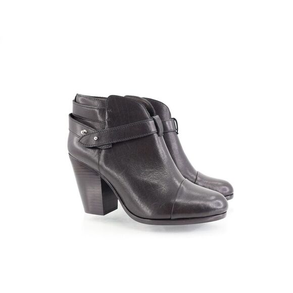 Rag & Bone Harrow Ankle Boots Womens Size 38.5 8.5 Black Leather Block Heel - Picture 1 of 12